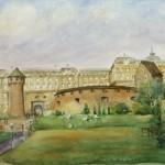 Budai vár (Szarvas tér felöl) 1996 Akvarell